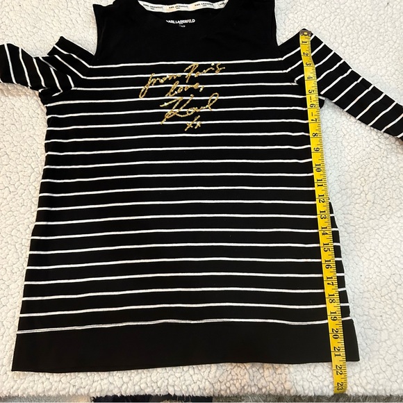 Karl Lagerfeld stripped top with open shoulders and gold logo size SP - Picture 6 of 6